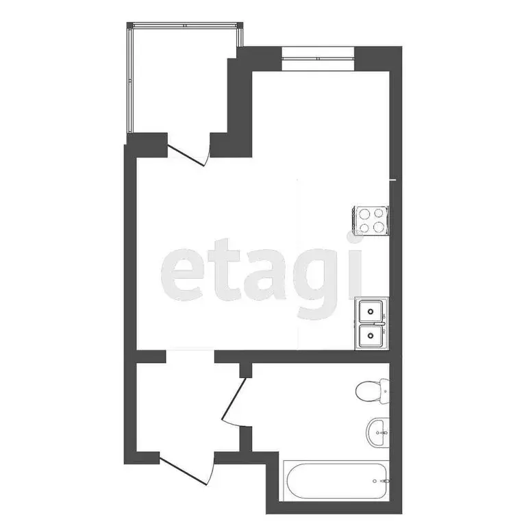 Квартира-студия: Тюмень, улица Червишевский Тракт, 47к3 (24.5 м) - Фото 1