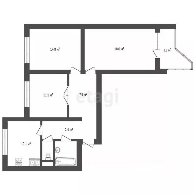 3-к кв. Москва Суздальская ул., 12К5 (74.0 м) - Фото 2