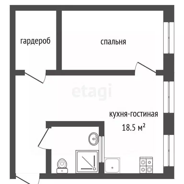 2-к кв. Томская область, Томск ул. Дзержинского, 57 (41.6 м) - Фото 2