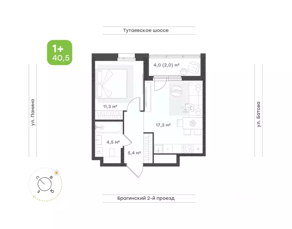 1-к кв. Ярославская область, Ярославль Тутаевское ш., 93Б (40.5 м) - Фото 1