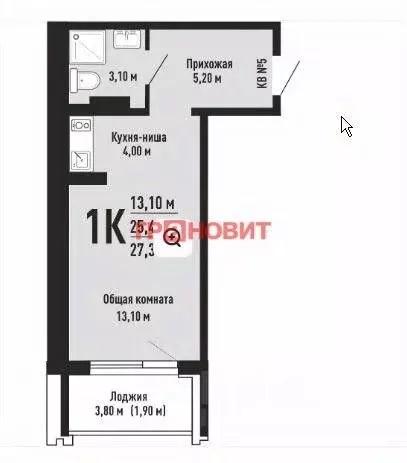 1-к кв. Новосибирская область, Новосибирск ул. Невельского, 3/1 (27.3 ... - Фото 1
