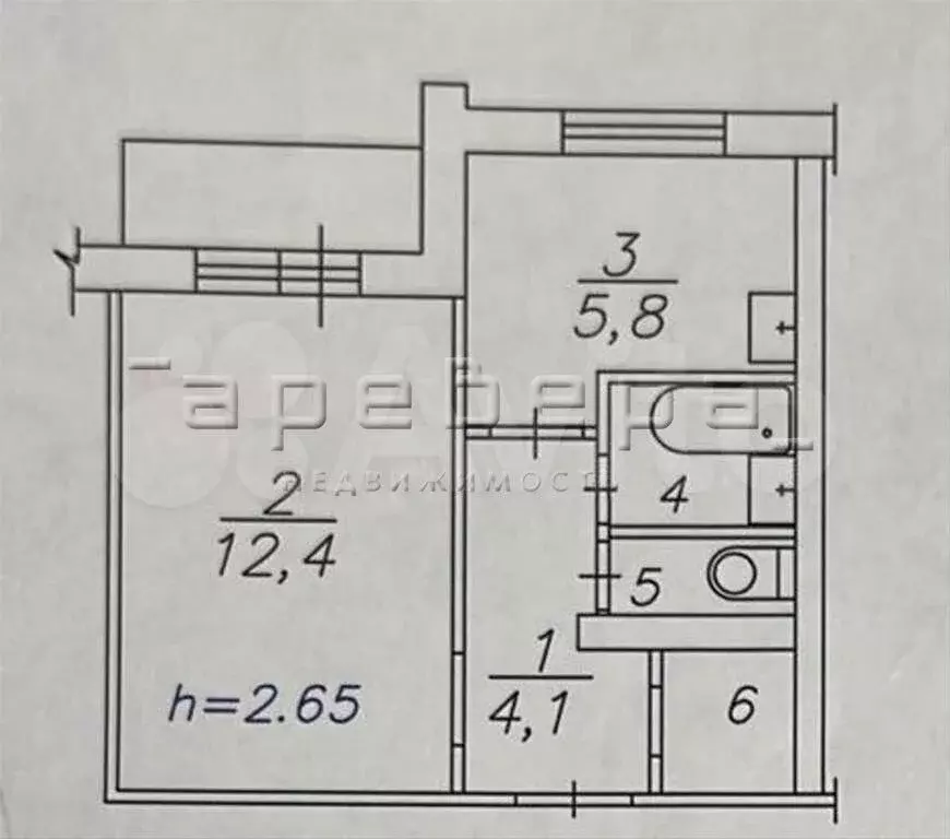 1-к. квартира, 26,8 м, 2/9 эт. - Фото 0