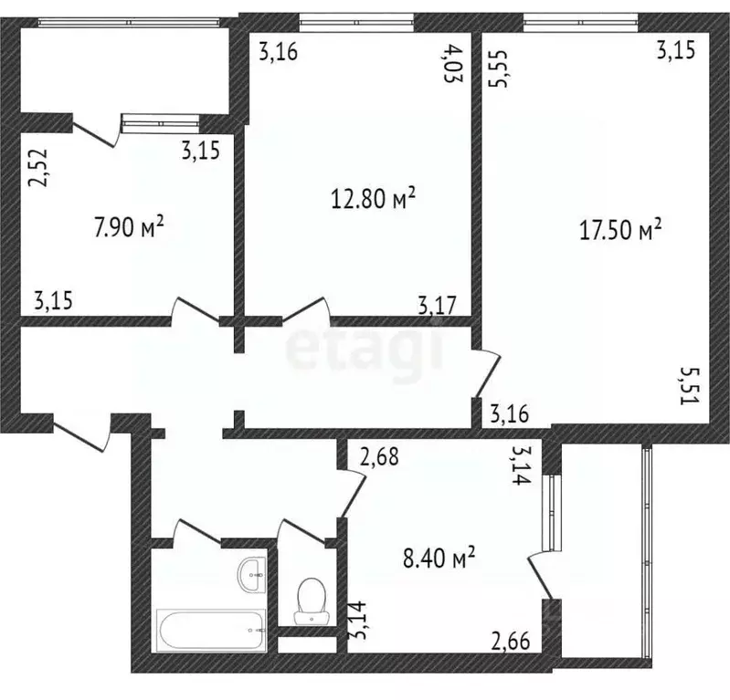 3-к кв. Белгородская область, Белгородский район, Разумное рп ул. 78-й ... - Фото 2