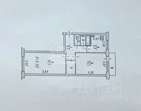 2-к кв. Омская область, Омск ул. Дианова, 21А (47.6 м) - Фото 1