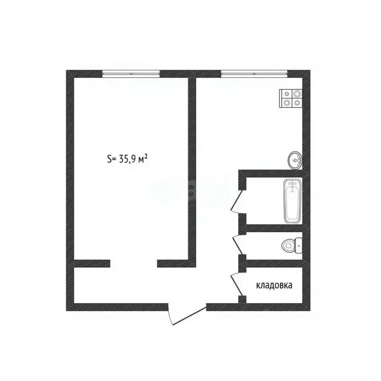 1-к кв. Алтайский край, Бийск Ленинградская ул., 33/1 (35.9 м) - Фото 2