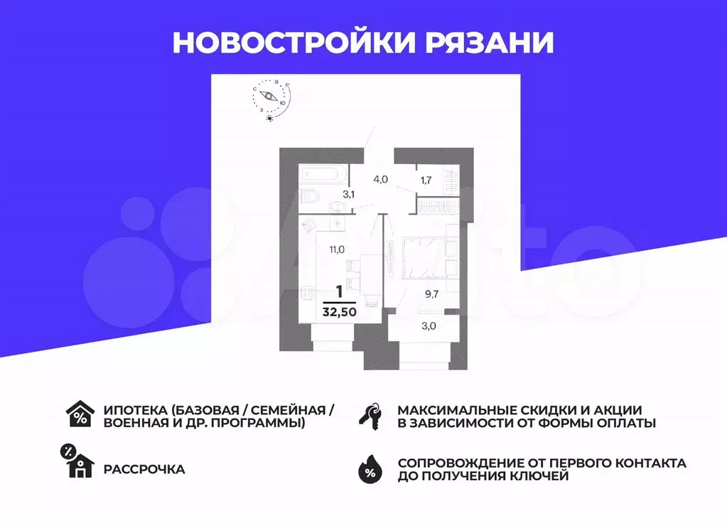 1-к. квартира, 31 м, 13/15 эт. - Фото 0