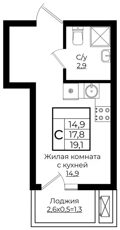 Квартира-студия: Краснодар, жилой комплекс Европа-Сити, жилой комплекс ... - Фото 0