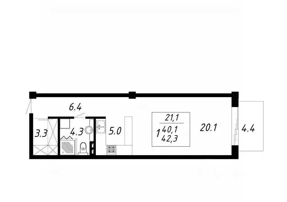 1-к кв. Ставропольский край, Ессентуки Озеро жилой комплекс (42.3 м) - Фото 1