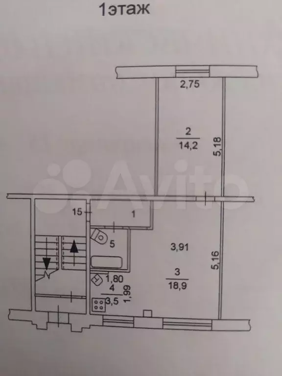 2-к. квартира, 43 м, 1/4 эт. - Фото 0