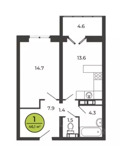 1-к кв. Брянская область, Брянский район, Свенское с/пос, пос. Свень ... - Фото 1