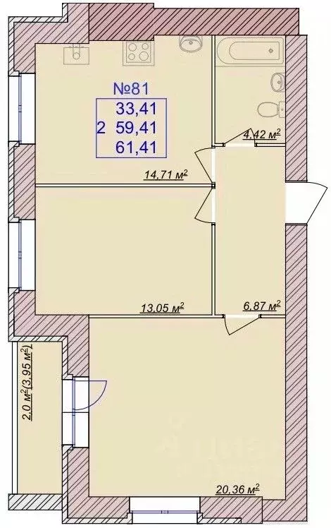 2-к кв. Ярославская область, Ярославский муниципальный округ, пос. ... - Фото 0