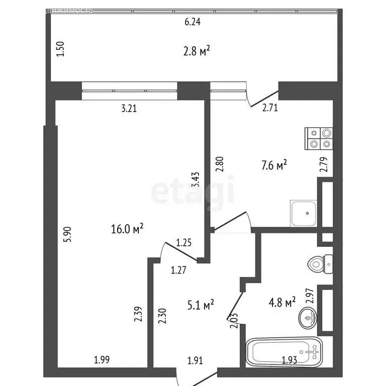 1-комнатная квартира: Стерлитамак, улица Артёма, 70 (32.9 м) - Фото 1