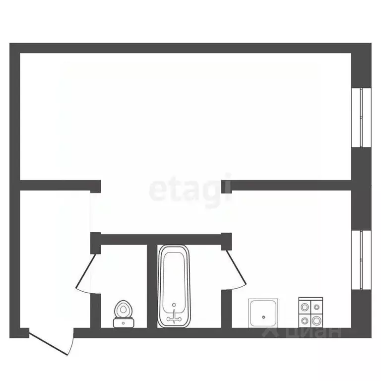 1-к кв. Саха (Якутия), Мирный Ленинградский просп., 21 (31.2 м) - Фото 2