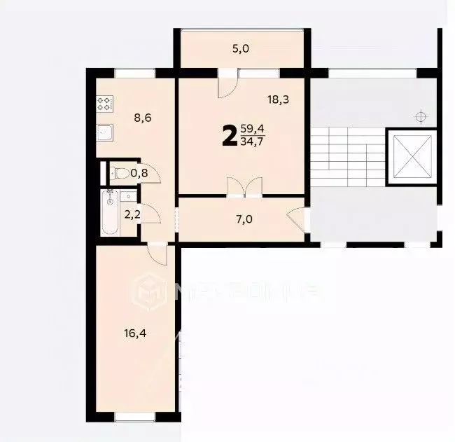 2-к кв. Челябинская область, Челябинск ул. Молодогвардейцев, 17а (52.3 ... - Фото 2