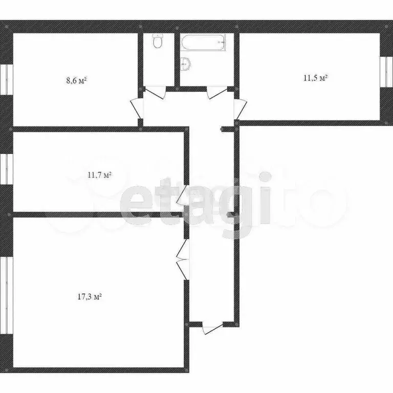 2-к. квартира, 59,7 м, 2/4 эт. - Фото 0