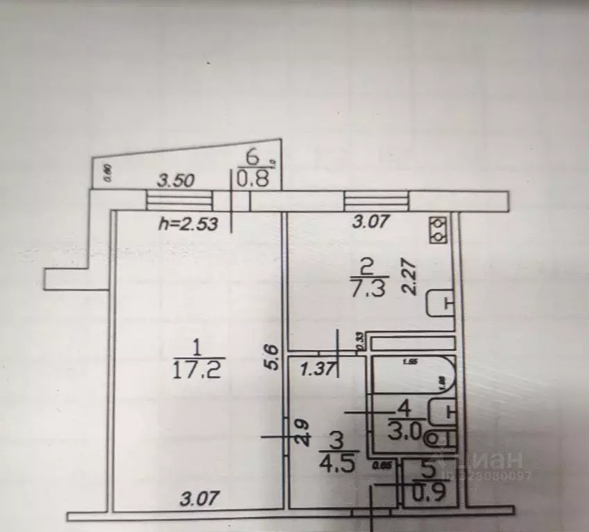 1-к кв. Татарстан, Казань ул. Маршала Чуйкова, 52 (32.9 м) - Фото 2