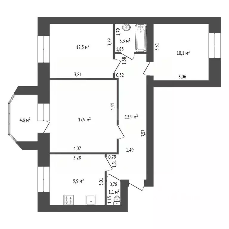 3-к кв. Башкортостан, Уфа ул. Коммунаров, 66/2 (70.0 м) - Фото 2