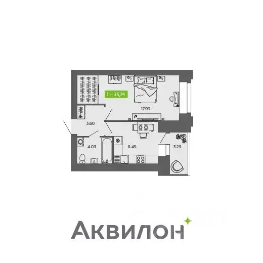 1-к кв. Архангельская область, Северодвинск  (35.74 м) - Фото 0