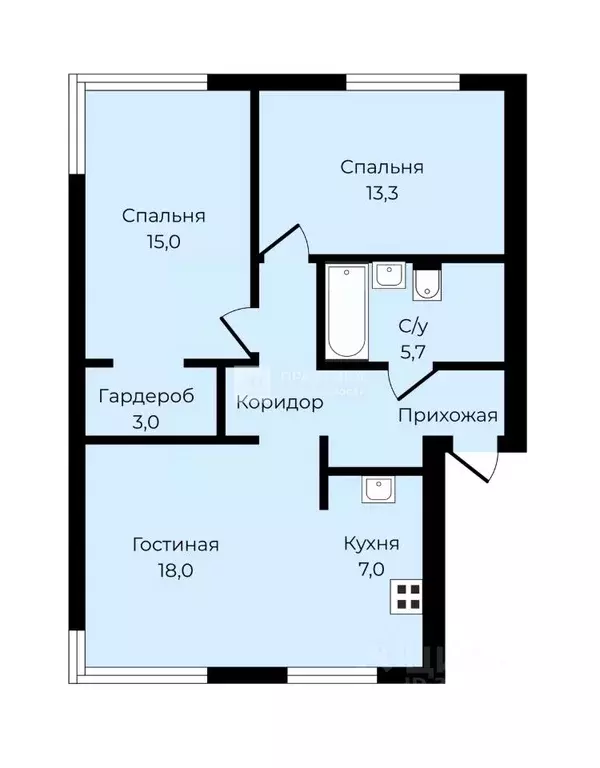 3-к кв. Москва пос. Коммунарка, ул. Бачуринская, 9Ак2 (70.0 м) - Фото 2