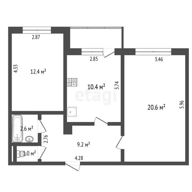 2-комнатная квартира: Усинск, Воркутинская улица, 21 (58.2 м) - Фото 0