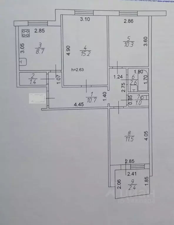 3-к кв. Татарстан, Казань ул. Серова, 6Б (65.0 м) - Фото 1