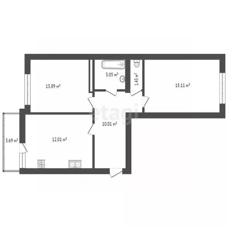 2-к кв. Тюменская область, Тюмень ул. Александра Протозанова, 12к1 ... - Фото 2