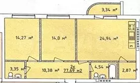 3-к. квартира, 78 м, 3/4 эт. - Фото 0
