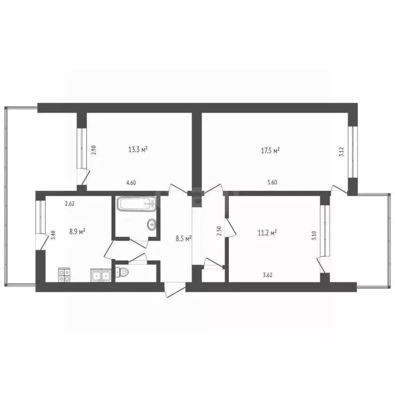 3-к кв. Крым, Бахчисарай ул. Советская, 8 (68.1 м) - Фото 2