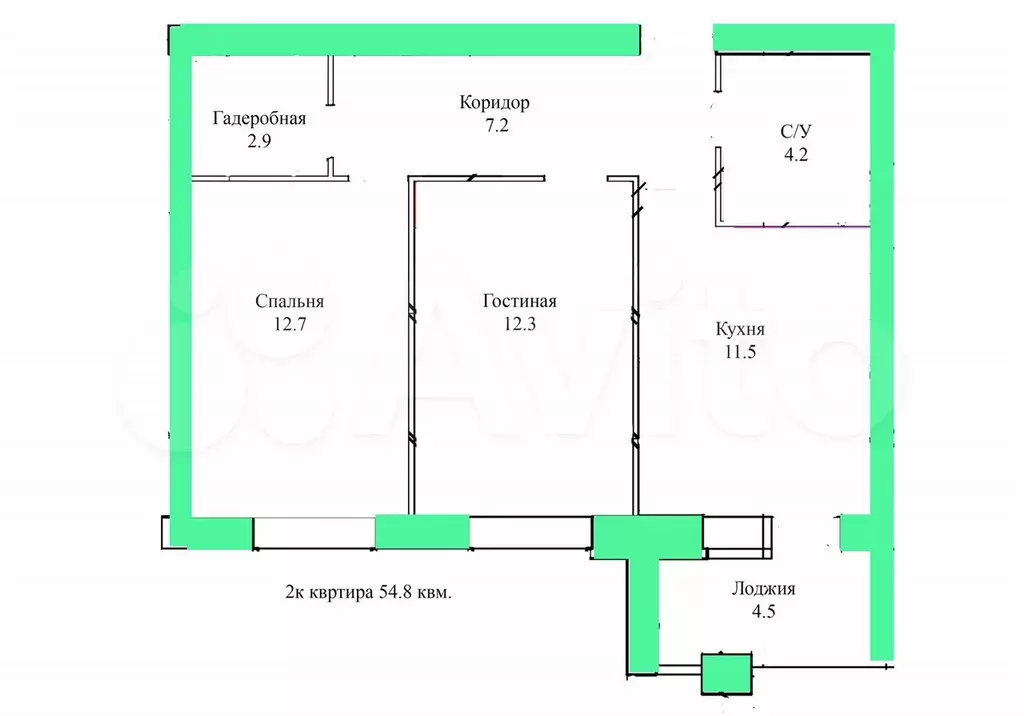 2-к. квартира, 57 м, 2/3 эт. - Фото 0