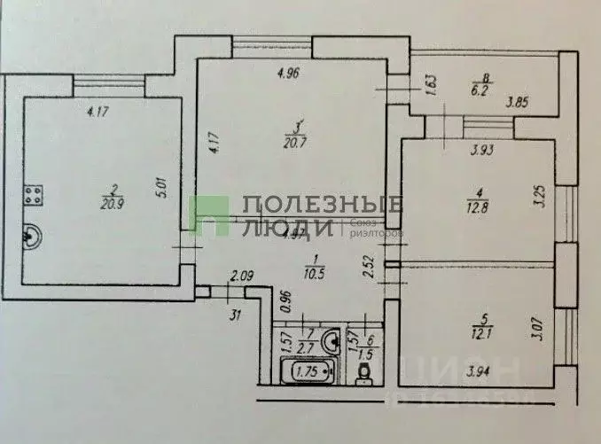 3-к кв. Башкортостан, Уфа Кольцевая ул., 51 (81.2 м) - Фото 1