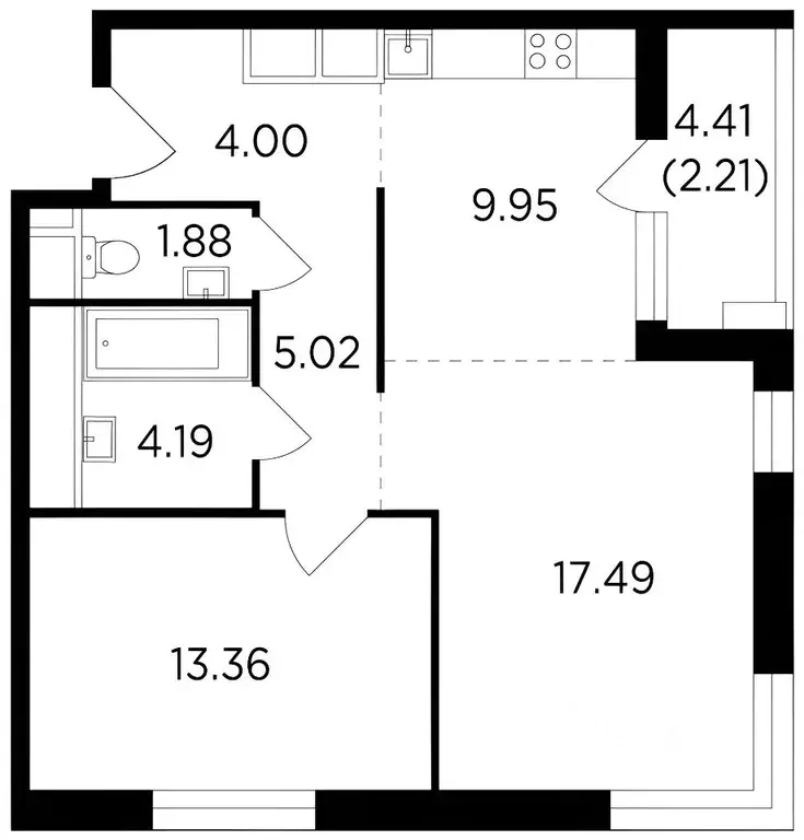 2-к кв. Московская область, Одинцово ул. Маршала Бирюзова, 7к1 (58.0 ... - Фото 0