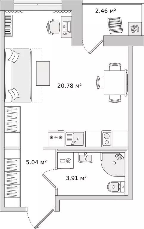 Квартира, 1 комната, 32 м - Фото 0