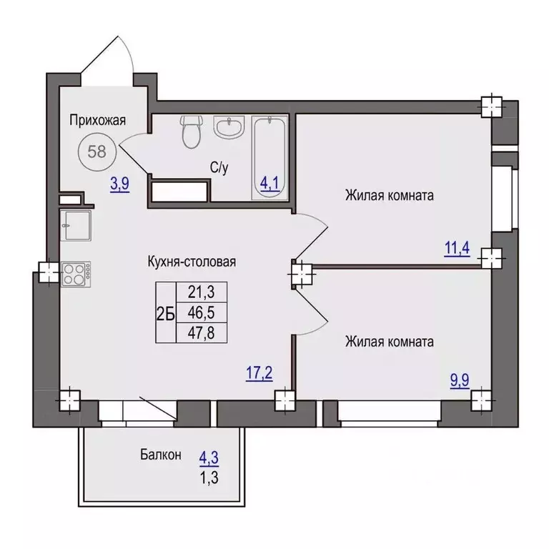 2-к кв. Псковская область, Псковский район, Завеличенская волость, д. ... - Фото 1