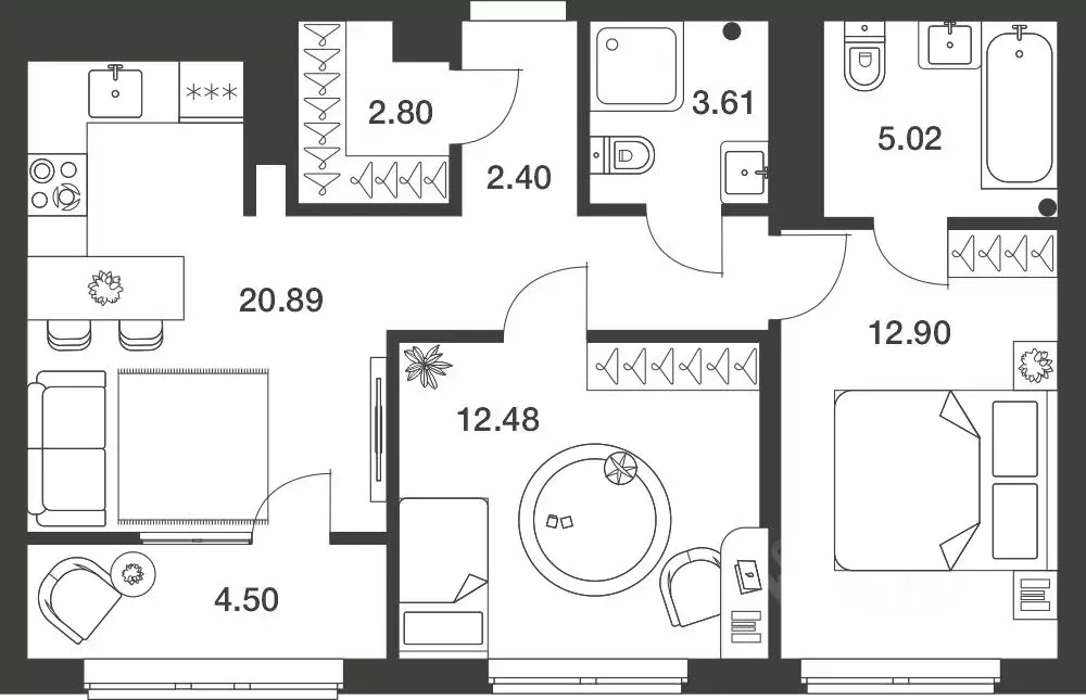 2-к кв. Тульская область, Тула Парк Патриот жилой комплекс (64.6 м) - Фото 1