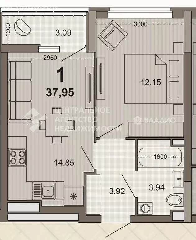 1-комнатная квартира: Рязань, Солотчинское шоссе, 4к2 (35.7 м) - Фото 1