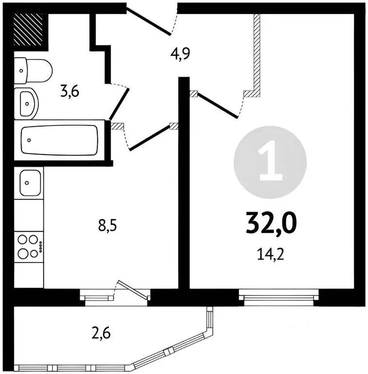 1-к кв. Ростовская область, Ростов-на-Дону просп. Солженицына, 13 ... - Фото 2