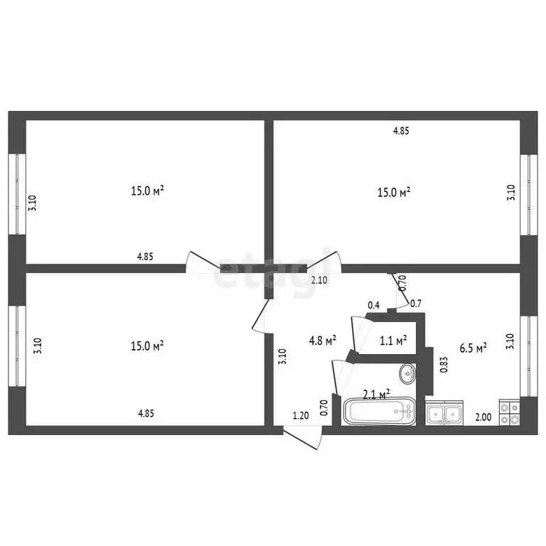 3-комнатная квартира: Дмитров, 2-я Инженерная улица, 1А (59.2 м) - Фото 1