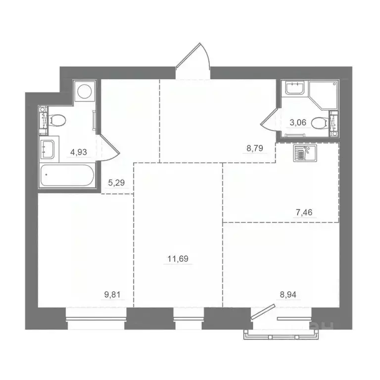 2-к кв. Новосибирская область, Кольцово рп, Спектр мкр 10 (59.99 м) - Фото 2