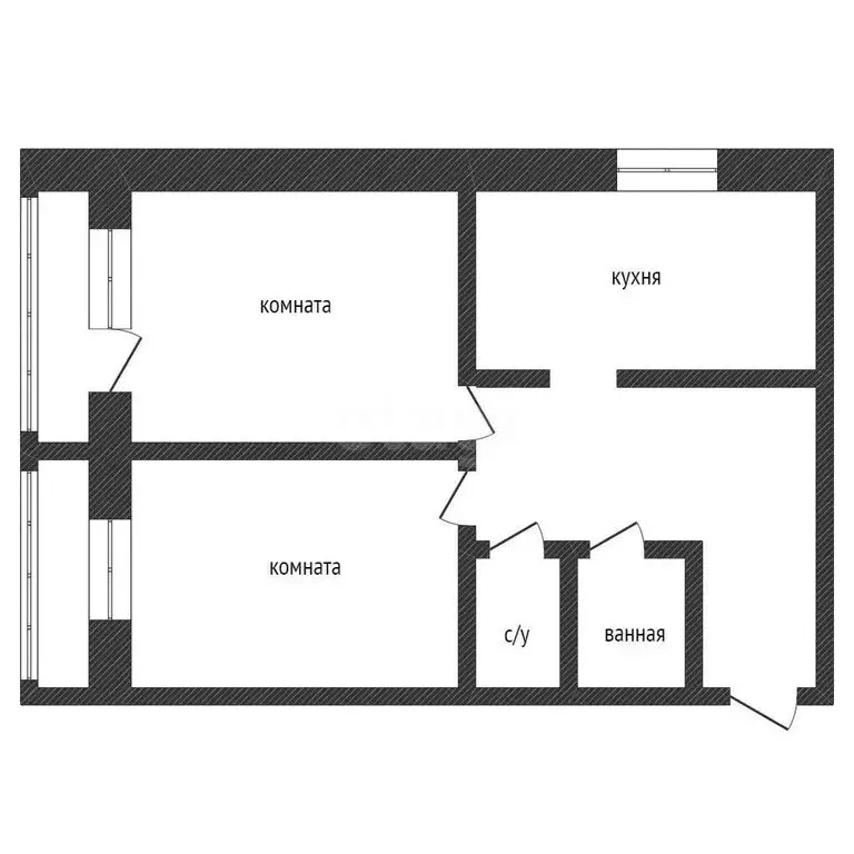 2-комнатная квартира: Курган, Пролетарская улица, 42 (44.6 м) - Фото 1