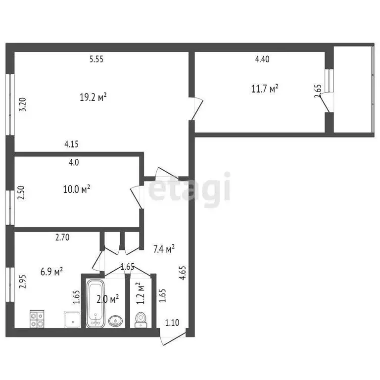 3-комнатная квартира: Новороссийск, Анапское шоссе, 29 (59 м) - Фото 0