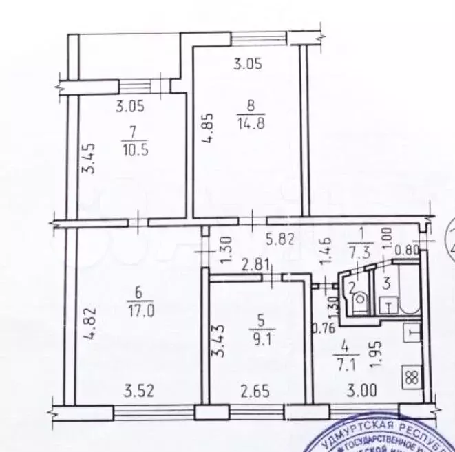 4-к. квартира, 68,6 м, 6/9 эт. - Фото 0