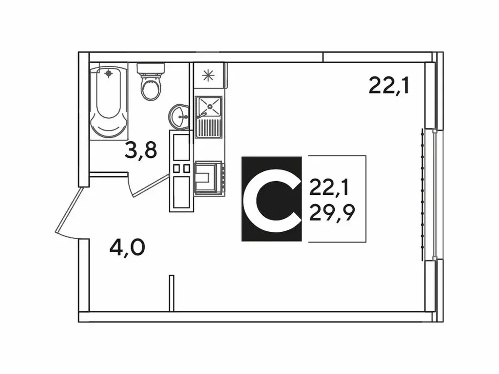 Квартира-студия: Краснодар, улица Западный Обход, 42 (30.3 м) - Фото 1