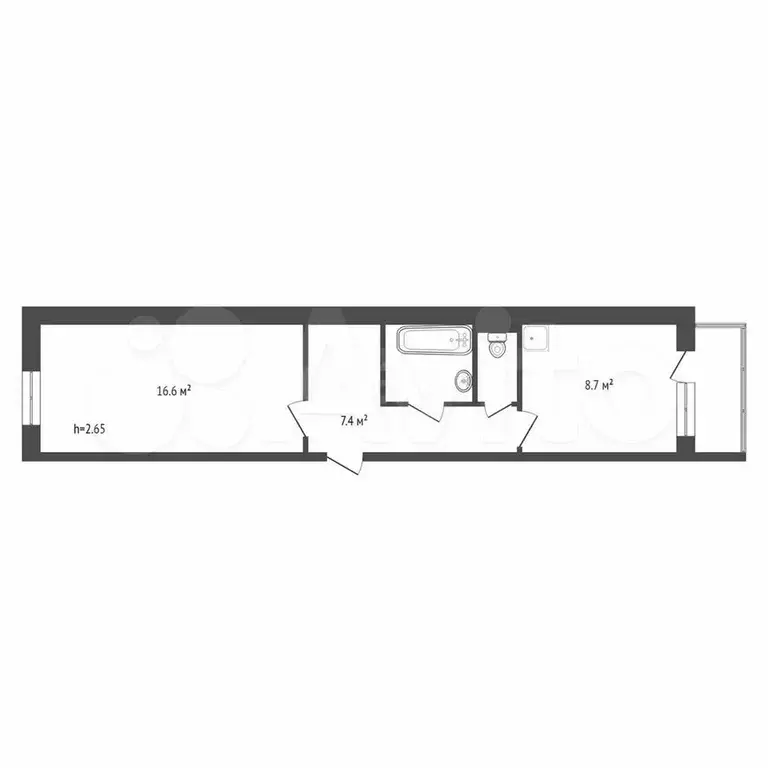 1-к. квартира, 36,1 м, 6/10 эт. - Фото 0
