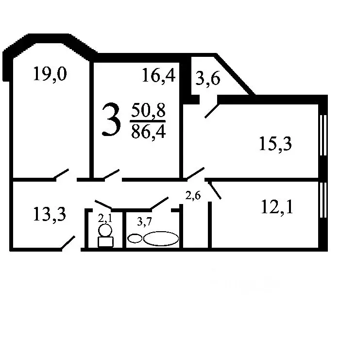 3-к кв. Хакасия, Черногорск ул. Калинина, 1 (76.5 м) - Фото 1