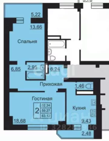 2-к кв. Ярославская область, Ярославль ул. Ньютона, 19 (60.0 м) - Фото 2