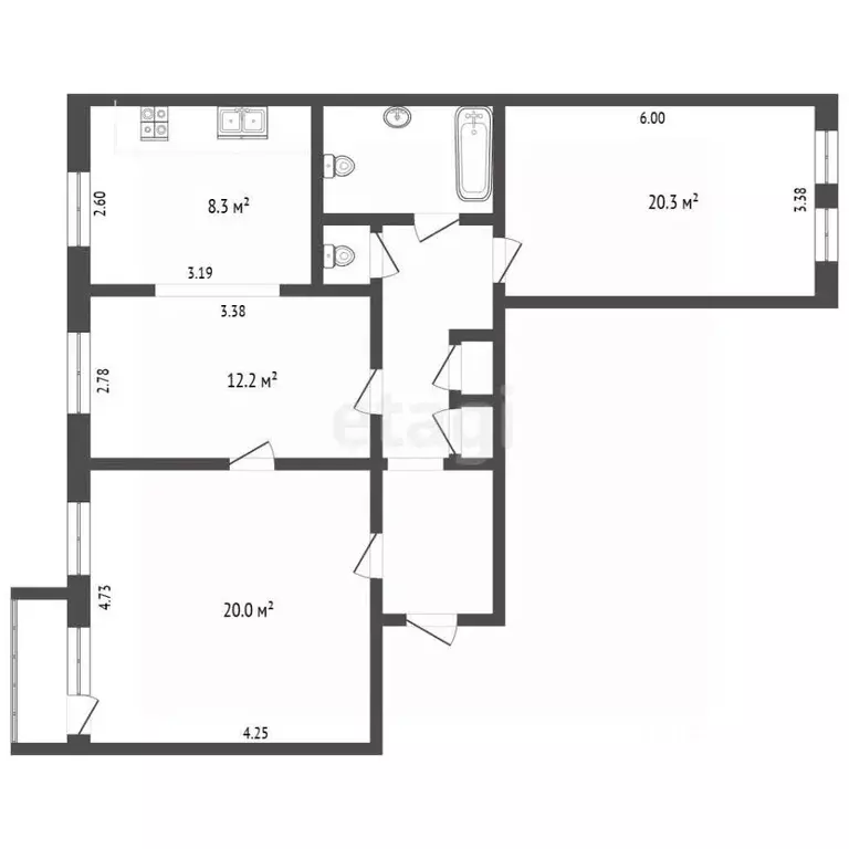 3-к кв. Москва ул. Строителей, 13К2 (76.0 м) - Фото 2