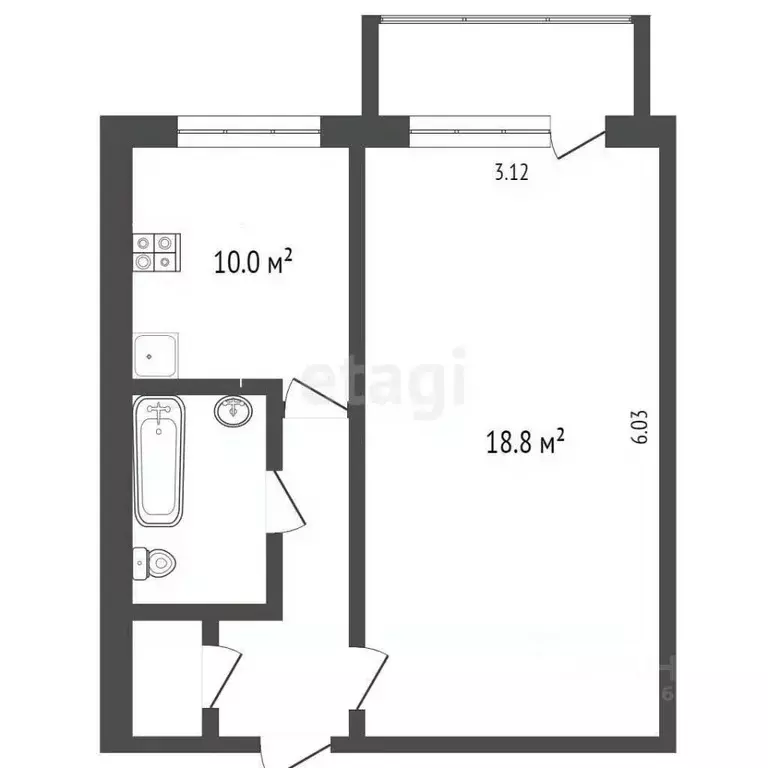 1-к кв. Ханты-Мансийский АО, Сургут ул. Грибоедова, 3 (32.7 м) - Фото 1