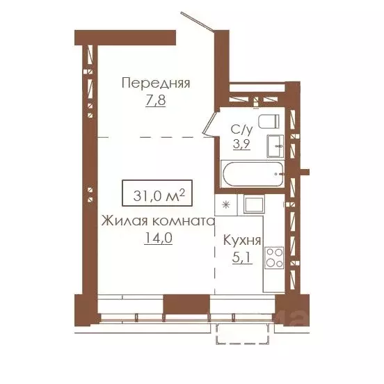 1-к кв. Алтайский край, Барнаул ул. Гущина, 173Б (31.0 м) - Фото 1
