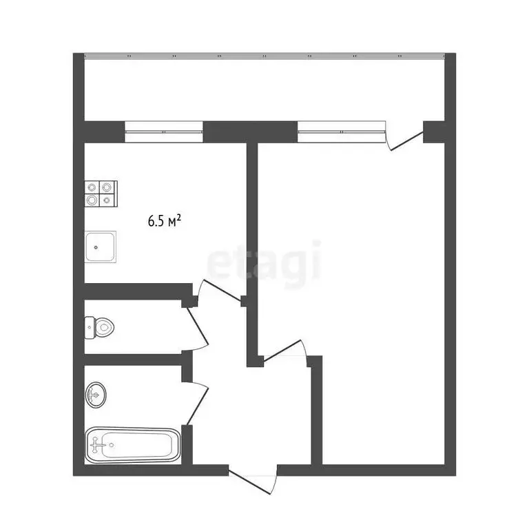 1-комнатная квартира: Тюмень, улица Баумана, 112 (30 м) - Фото 1