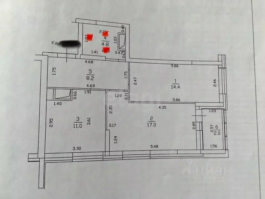 2-к кв. Татарстан, Казань ул. Аметьевская магистраль, 16к4 (55.4 м) - Фото 2